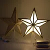 Decorações de Natal LED Tree Top Star Luz brilhante Grilhando de cinco pontas Ano atacado Festa de Natal N1 2023 Decoração 17cm Ornamentos E7N5