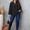 Kvinnors blusar skjortor Autumn Winter Vintage Fashion Plus Size Plaid Shirt Women Casual Elegant Simple Blouse Kvinna Löst långärmad damkläder 230311