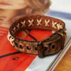 Charm Bracelets P01423 Vintage Gypsy Hippie Punk Brown Real Real Cow Leather Beige Rope Wrap X LetterX Unisex 6 사이즈 넓은 팔찌 팔찌