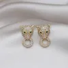 Boucles d'oreilles à tige Corée Design Bijoux de mode 14K plaqué or véritable Exquis Zircon Léopard Élégant Accessoires de fête pour femmesStud