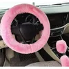 Steering Wheel Covers Car Decor Cover Auto 3 Pcs Comfort Fashion Faux Wool Fluffy Shift Gear Thick Warm Woman