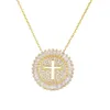 Pendant Necklaces 2 Colors Rhinestone Cross Full Crystal Hollow Out Shinny Women Wedding Necklace