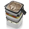 Din sets sets wolf bento box lekbestendige vierkante lunch met compartiment hoofddier dieren natuurlijke logo tatoo mooi