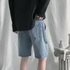 Männer Shorts Sommer Streetwear Baggy Kurze Jeans Männer Koreanische Mode Lose Gerade Breite Bein Denim Männlich Marke Schwarz Blau 230313