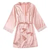 Women's Sleepwear Women's Women Short Silk Bridesmaid Bride Robe Sexy Satin Wedding Kimono Robes Nightgown Dress Woman Bathrobe Pajamas