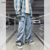 Jeans da uomo LINHUA Jeans a gamba larga da uomo Pantaloni cargo primaverili da uomo Hip Hop Streetwear Pantaloni larghi in denim larghi dritti Jeans da lavoro maschili 230313