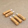 10ML Bamboo Roll On Bottle Open Window Creative Glass Oil Bottles Mini Cosmetic Empty Bottling SN5178