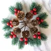 Decorative Flowers 10 Pcs/lot Artificial Pine Needles Christmas Decoration Cone Bell Plant For Xmas Party Home Decor DIY Greeting Card