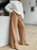 Frauen Hosen Capris 2023 Retro Einfarbig Wilde Gerade Breite Bein Hosen Weiblichen Frühling Koreanische Mode Hohe Taille Beiläufige Lange hosen 230313