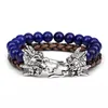 Filo Fili di perline Pietra naturale Bracciale in corda di pelle Lapislazzuli Rubinetto Braccialetti con ciondoli Energia Yoga Design per uomo Donna GioielliPerline