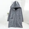 Women's Sleepwear Woman's Nightgown Long Robe With Hat Inside Fleece Bathrobe