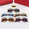 Luxury Man Designer Sunglasses for Women Fashion Frameless Rectangle Sunglass UV400 Eyeglass Wooden Mens Eyewear Eyelgasses