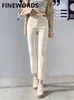 Womens Jeans FIORDS Slim Skinny Beige Women High Waist Vintage Push Up Easymatch Streetwear Korean Denim AnkleLength Pants 230313