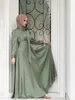 Roupas étnicas muçulmanas cetim vestidos araba abaya elegante mangas compridas dubai abayat maxi vestidos moustseline de soie musulmane