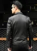 Men's Leather Faux Leather Mauroicardi Spring Autumn Short Cool Black Leather Biker Jacket Men Zipper Long Sleeve Belt Plus Size European Fashion 4xl 5xl 230313