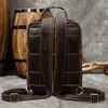Rugzak Luufan Dubbel gebruik Crazy Horse Leather For Man Single Shoulder Bags Chest Pack Travel Cow Male Rucksack Bagpack