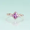 Cluster Rings Gem's Beauty Silver 925 Pure Rosest Gold 14 K Gevulde Ring KOF voor vrouwen Lab Pink Sapphire Luxe Fine Jewelry