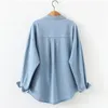 Women's Blouses Fashion Blouse Women Long Sleeve Solid Denim Autumn Shirt Female Button Lapel Top Office Jean Tunic Blusas Femininas