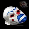 Maski imprezowe Joker Bank Mask Clown Masquerade Carnival Fancy LaTex Prezent Zestaw akcesoria świątecznego superbohatera horror 220715 dhdae