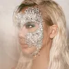 Party Masks Kmvexo Zircon Crystal Geometric Mask Masquerade Jewelry Luxury Mask for Face Design Women Halloween Party Gifts 230313