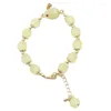 Charm Bracelets Chinese Jade Bracelet For Women Green Beads Couple Unisex Xiangyun Ruyi Safety Lock Chain 2023