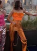 Spodnie damskie Capris Women Fashion Metallic prosta błyszcząca elastyczna talia Spodnie streetwearowe kostiumy na wiosnę Fall 230313