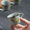 Cups Saucers Hand-painted Loquat Ice Crack Handle Sketch Cup Anti-scalding Tea Set Single Household Underglaze Color