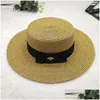 Wide Brim Hats Women Hat Gold Bee St Cap Womens Fashion Flat Top Woven Caps Girl Bucket Summer Sun Vintage Visor213X Drop Delivery A Dhay1