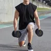 Men's T-Shirts Gyms Bodybuilding Slim Shirts sleeveless O-neck Sleeves Cotton Tee Tops Clothing Men Summer Workout Fitness Brand T-shirt 230311