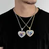 Hip Hop amant coeur personnalisé Photo pendentif colliers Bling mémorial cadre médaille bijoux