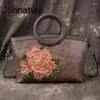 Abendtaschen Johnature Echtes Leder Luxus Handtaschen Frauen Tasche 2023 Retro Natur Rindsleder Handgemachte Prägung Schulter Crossbody