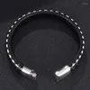 Charm Armband Fashion Flätade läderarmband Men smycken Punk S.Steel Magnetic Clasp Casual Wristband Vintage SP0405