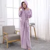 Vêtements de nuit pour femmes dames luxe chaud doux pleine longueur peignoirs à capuche robes de chambre robe de chambre pour femmes épais Long peignoir