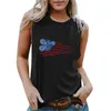 Tanques femininos 2023 colete Top Mulheres verão American Flag tank Tops casual o pescoço confortável sem mangas t camisetas haut femme