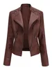 Kadın Ceketleri Sonbahar Kış Pu Sahte Deri Ceketler Kadın Uzun Kollu Fermuar İnce Motorlu Biker Deri Deri Ceket Kadın Dış Giyim Üstleri 230311