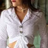 Women's Two Piece Pants Ladies Lace Buttoned Shirt and Shorts Suit Style Material Decoration Origin Gender Season Fit Type Age Pattern Type Sleeve Style 230313