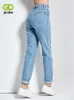 Womens Jeans Harem Pants Vintage Vita alta Donna Fidanzati Figura intera Mamma Cowboy Denim Vaqueros Mujer 230313