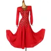 Vêtements de scène robes de danse de salon robe à pois Foxtrot femmes valse rouge noir MQ245
