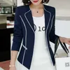 Abiti da donna Blazer Lenshin Tessuto liscio antirughe Bottoni nascosti Rilegatura a contrasto Abito pantalone blu scuro Completo a due pezzi Pantalone moda donna 230313