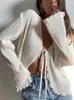 Blouses pour femmes Top Femme Sexy Femmes Chemises Solide Vintage Y2k Blouse Irrégulière Style Coréen Sangle À Manches Longues Pour