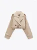 Oversized Cropped Trench Coats Dam Korta Khaki Jackor Dam Långärmad Lös Dam Kappa