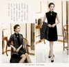 Work Dresses Aodai Middle Aged And Elderly Elegant Female Mid-long Short-sleeved Velvet Two-piece Suit Cheongsam Dress Fashion Improveme