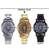 Orologi da polso Fashion Silver Golden Luxury Orologi in acciaio cavo Orologi da polso da lavoro Orologio Retro Orologio ultra sottile da uomo Montre Pour Homme # N03