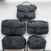 패션 블랙 로고 여성 가방 marmont 디자이너 스트라이프 G 암소 진짜 가죽 바느질 어깨 가방 대용량 플랩 가죽 메신저 가방