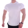 Men's T-Shirts Men Summer T Shirts High Elastic Slim Fit Tshirt Men Quick-drying Curved Hem Mens T-Shirts Solid Color 3XL 230311