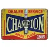 Spark Plugs Service Tin Sign Vintage Garage Metal Plate Painting Champion Retro Iron Picture Wall Decoration For Garage Car Shop Personalized Art Decor 30X20CM w01