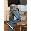 Women's Jeans Blue Women's Straight Jeans High Waist American Style Streetwear Vintage Pants Chic Design Casual Ladies Denim Wide Leg Trouser 230311