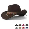 Breite Krempe Hüte Western Cowboy Hut für Frauen Roll-up Elegante Dame Fascinator Outblack Sombrero Hombre Jazz Kappe Größe 56-58