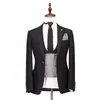 Herenpakken Hoogte Kwaliteit Bourgundy 3 stuks Men Houndstooth Vestbroek Bruidegom Jurk Male Tuxedo Mens Wedding Prom Man Blazer