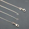 Łańcuchy Znakomite różowe złoto miedziane miedziane stal nierdzewna naszyjnik łańcuchowy dla kobiet 1 mm Choker Lady Biżuteria 18-calowa B3370